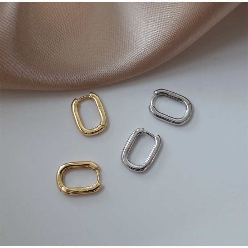 Khuyên tai unisex nam nữ bạc ý 30% dạng khoen kiểu lạ