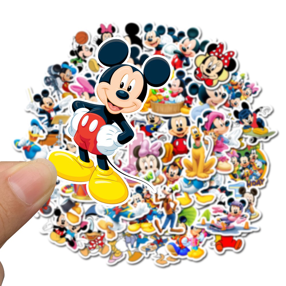 Bộ 50 miếng dán trang trí chống nước hình Mickey &amp; Donald