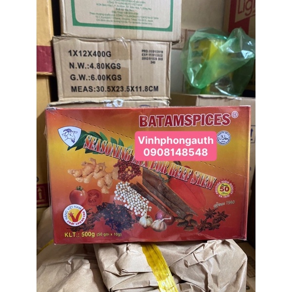 Bột gia vị Bò kho/ phở/ bún bò huế/ ngũ vị hương/ cary/ ragu Bà Tám gói 10gr