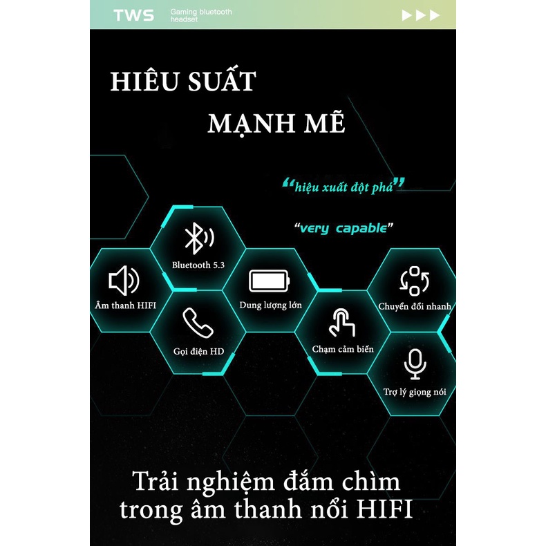 Tai Nghe Gaming Bluetooth JX30 TWS Tai Nghe Chơi Game Không Thiết Kế Ấn Tượng Dây Độ Trễ Cực Thấp Chip Bluetooth 5.3