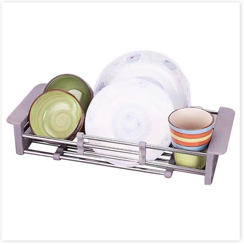 Kệ để đồ rửa chén Khay đựng đồ để bồn rửa chén inox, gác lên bồn rửa chén tiện lợi, có thể kéo dài 7176