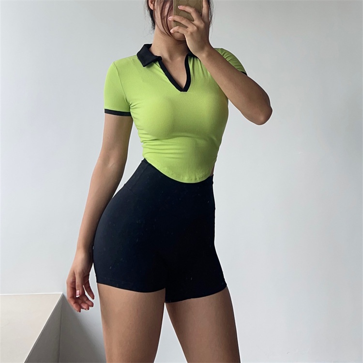 Áo thun thể thao cổ polo ôm dáng thiết kế năng động cho nữ