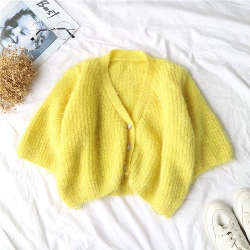 [SẴN] Áo cardigan dáng ngắn nữ, áo khoác len tay lỡ, croptop len cực xinh dễ mix đồ | BigBuy360 - bigbuy360.vn
