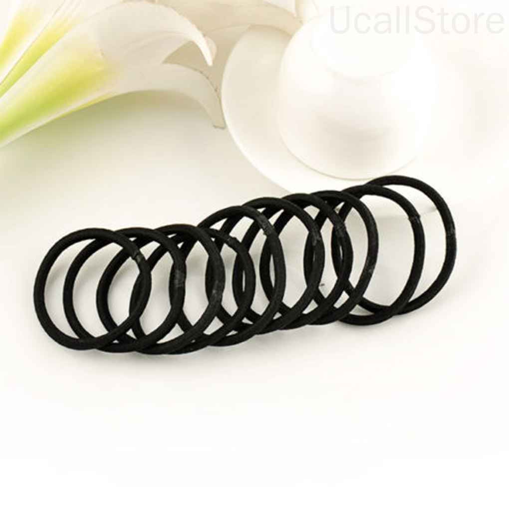 Bộ 12 dây thun cột bằng nylon màu đen tạo kiểu tóc đuôi ngựa cho nữ