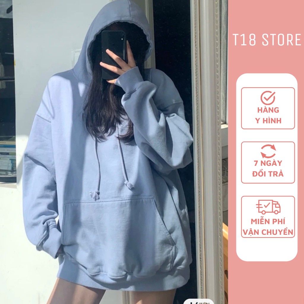 Áo hoodie nữ hàn quốc form rộng có dây kéo cute unisex dài tay T18 STORE  AH06