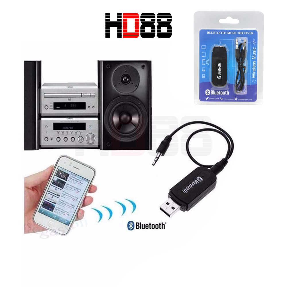 USB Bluetooth Chuyển Loa Thường Thành Loa Bluetooth Tặng Kèm dây nối ra cổng 3.5 HD88 - A05