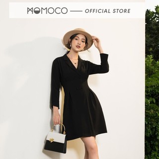 Đầm Dáng Xòe MOMOCO Chất Vải Cao Cấp Thiết Kế Cổ Ve Thắt Eo 4 Khuy Kiểu Dáng Hiện Đại M2694