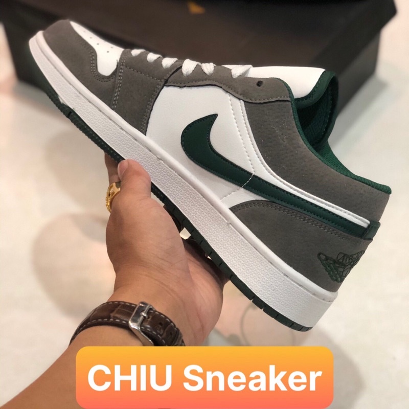 Giày thể thao Jordan 1 cổ thấp xanh lá phiên bản da thật và da cao cấp jd1 low