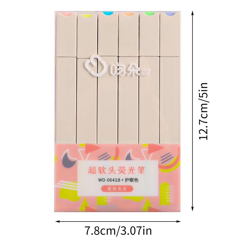 Set 6 Bút Dạ Quang Đầu Mềm Nhiều Màu Sắc DIY