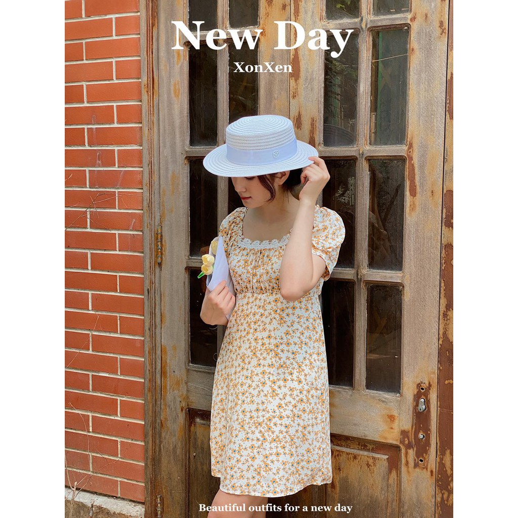 Váy hoa nhí chất vải mềm mịn lên form chuẩn Xonxen shop free size, mã 1008