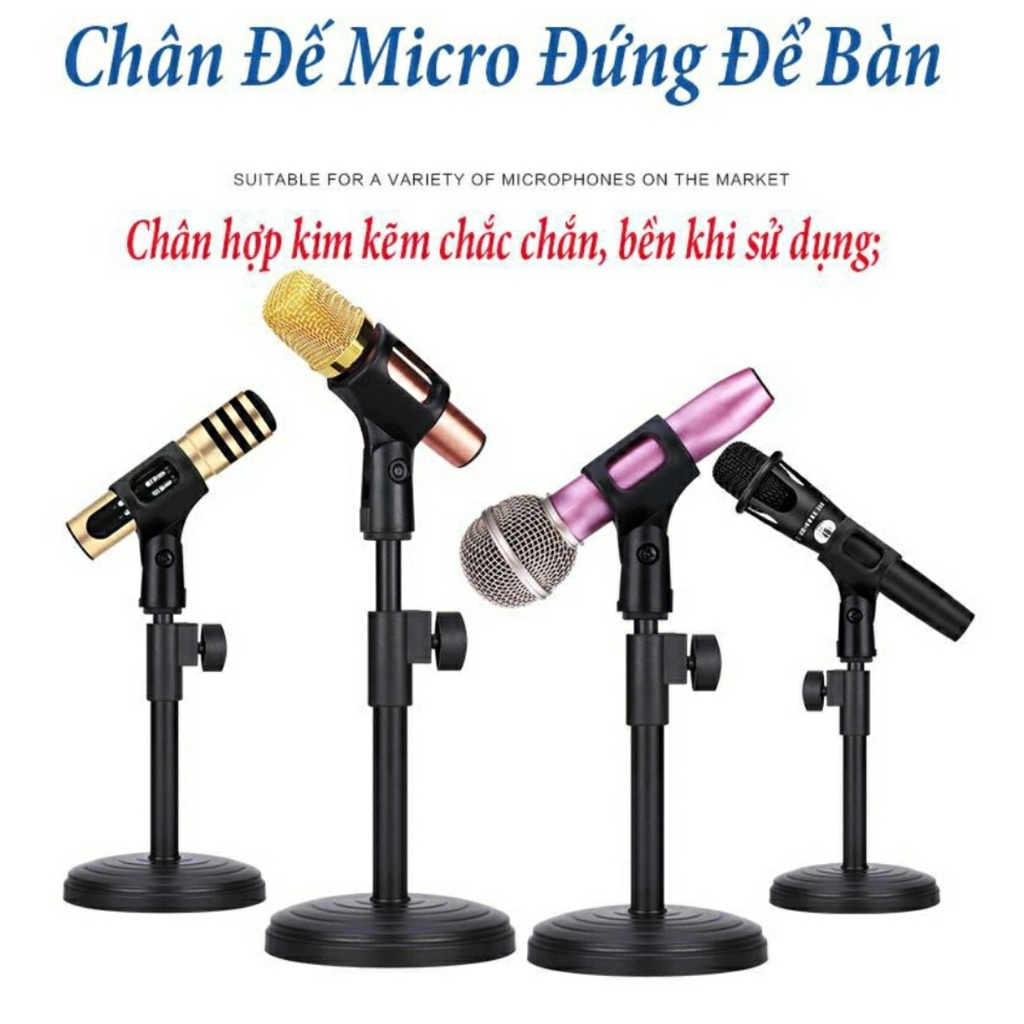 Chân Micro Mini Để Bàn Chắc Chắn - Giá Đỡ Micro Chân Tròn Chuyên Nghiệp Tăng Giảm Chiều Cao Phù Hợp Để Bàn