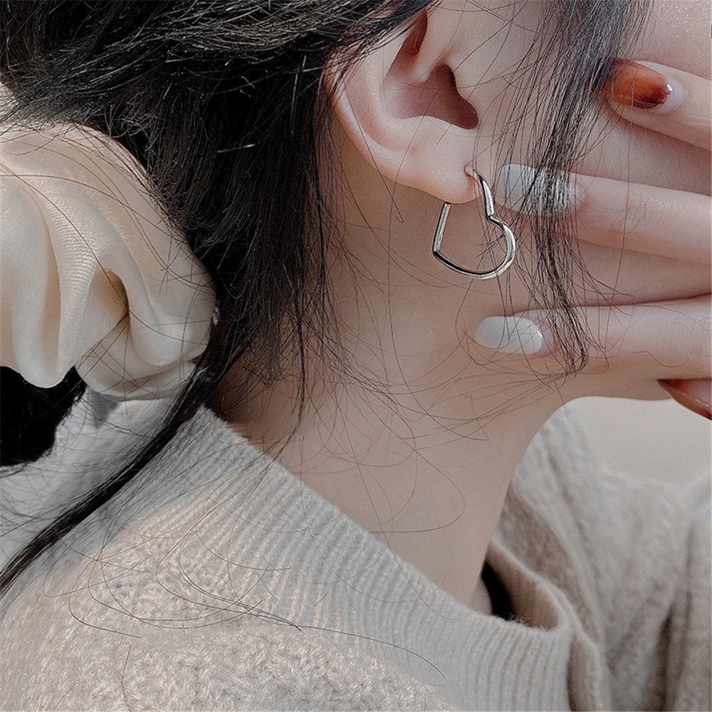 Bông Tai Trái Tim Thiết Kế Xinh Xắn Theo Phong Cách Hàn Quốc