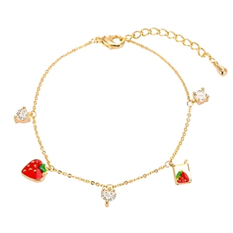 Vòng đeo tay kiểu dáng trái dâu tây phong cách Hàn Quốc cho nữ