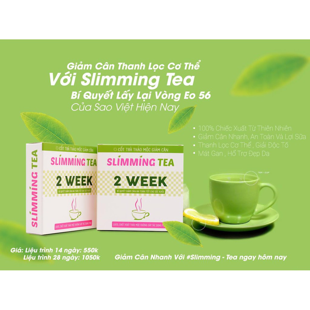 Combo 3 trà giảm cân Slimming tea 2 week 100% thảo mộc thiên nhiên