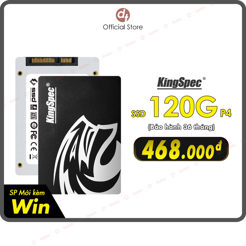 [Mã BMBAU300 giảm 10% đơn 499K] Ổ cứng SSD KingSpec 120GB cài sẵn Win 10 , SATA 2.5 | P4 120 Hàng Chính Hãng