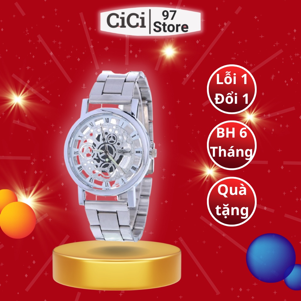 Đồng hồ đeo tay nam lộ máy dây thép không dỉ sang trọng CiCi giá rẻ DH008
