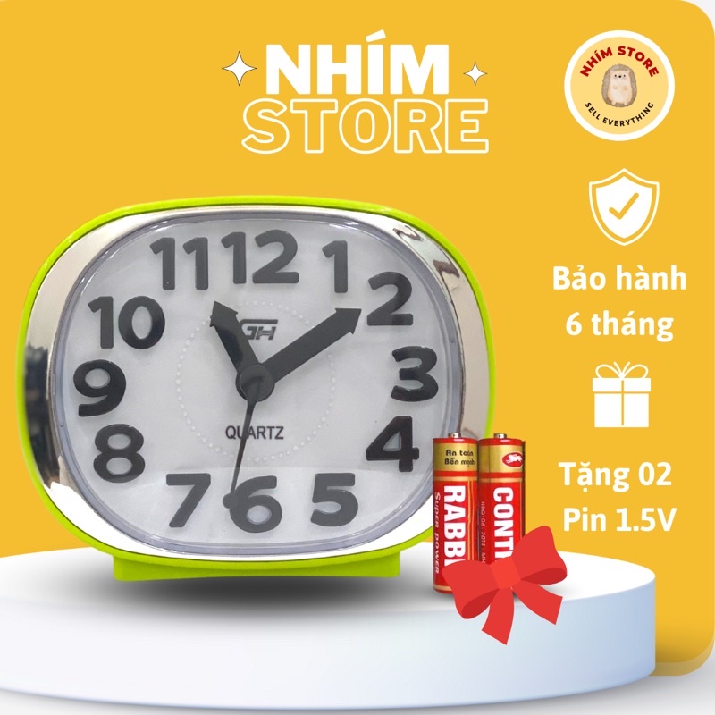 Đồng hồ báo thức để bàn hình vuông trẻ trung - Đồng hồ trang trí phòng ngủ, bàn làm việc có báo thức chuông to giá rẻ