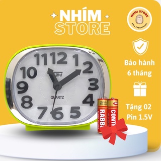 Đồng hồ báo thức để bàn hình vuông trẻ trung - Đồng hồ trang trí phòng ngủ, bàn làm việc có báo thức chuông to giá rẻ