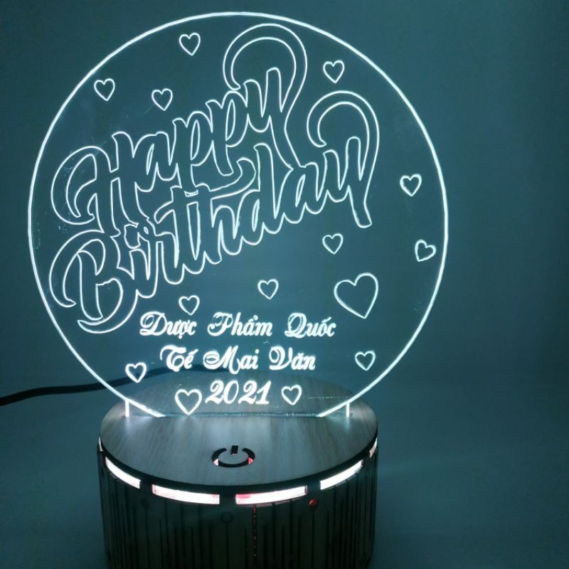 Đèn Led 3D Happy Birthday Khắc Tên Ngày Sinh Miễn Phí