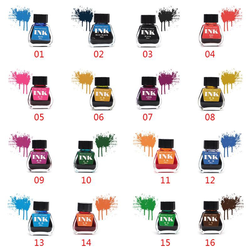 Lọ mực bút máy 30ml 16 màu chuyên dụng