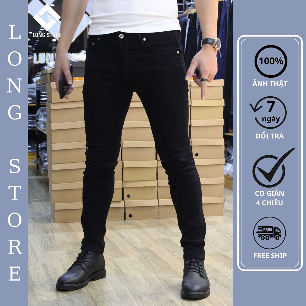 Quần jean nam đen tuyền ZA.RA phom ôm, tôn dáng, chất vải bò cotton spandex co giãn tốt [Có Big Size] 77