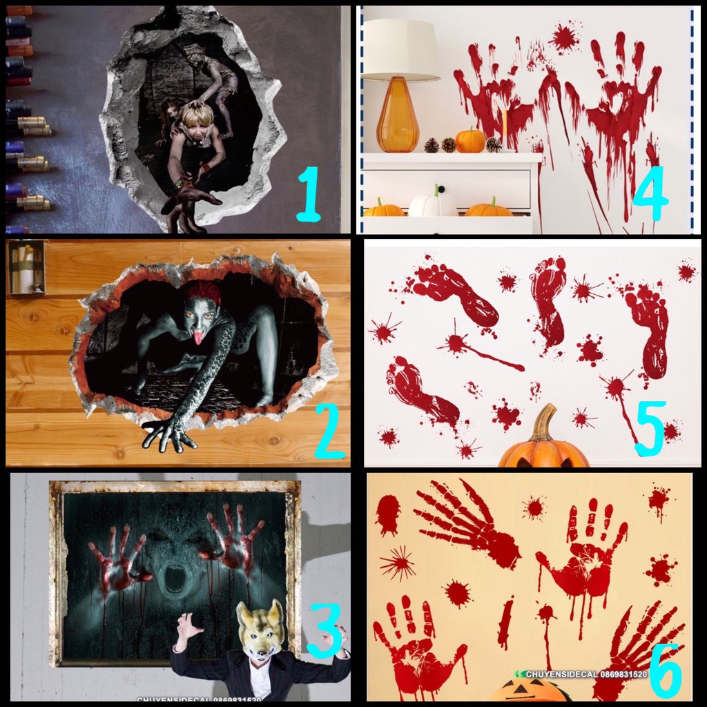 Decal dán tường Halloween - Nhiều mẫu khách ib chọn mẫu