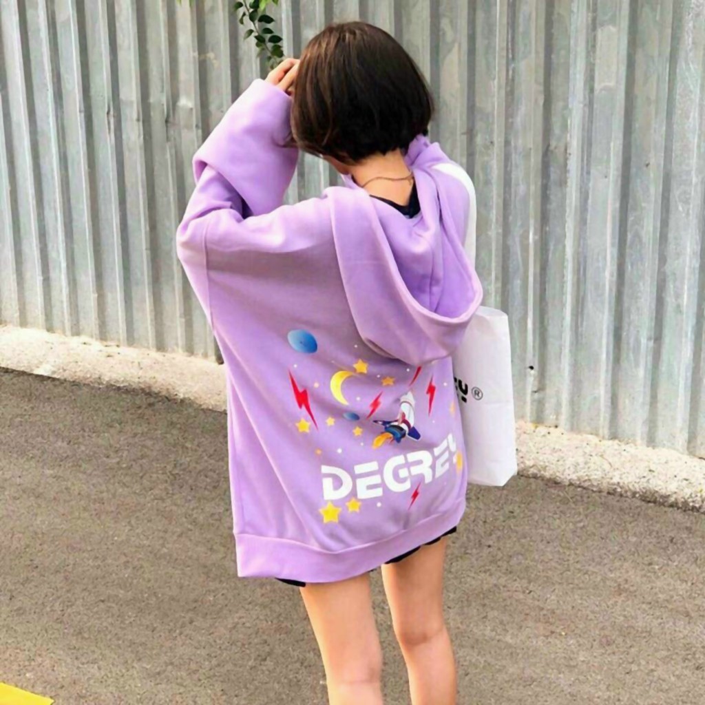 Áo Hoodie Không Xù Lông Dáng Rộng Phong Cách Hàn Quốc Trẻ Trung Cho Nữ và Cặp Đôi In Hình DEGREY D75 | BigBuy360 - bigbuy360.vn