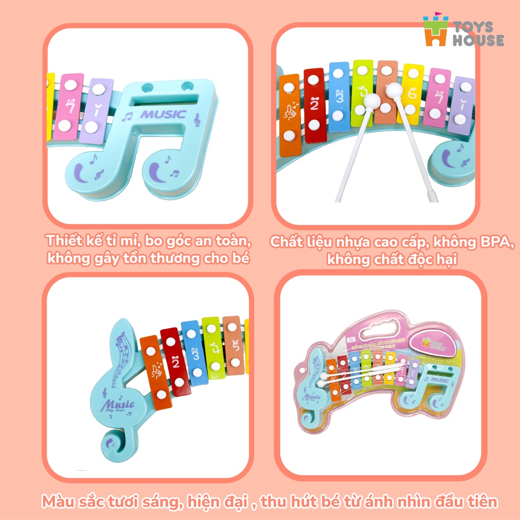 Đồ chơi đàn gõ Xylophone cho bé 8 phím hình nốt nhạcToyshouse 683-2