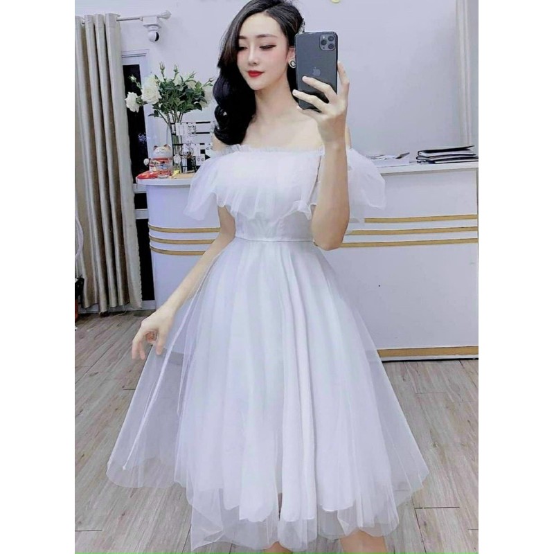 [ VT10 ] VÁY REN TRỄ VAI BÈO HÀNG TK