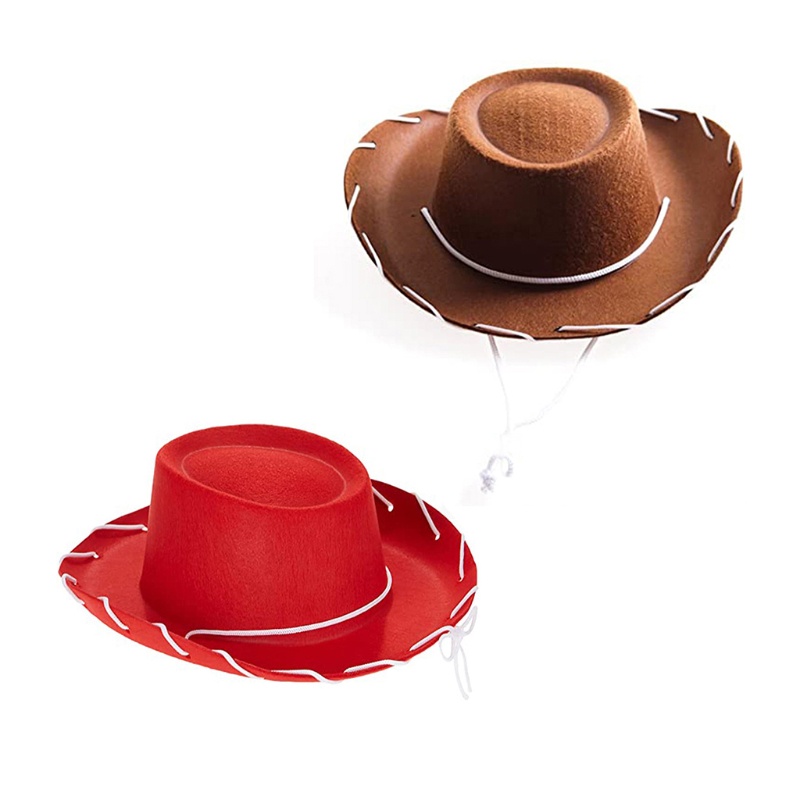 Nón Cao Bồi Màu Đỏ Nâu Mới Lạ Có Vành Kiểu Cowboy Phương Tây Dành Cho Trẻ Em