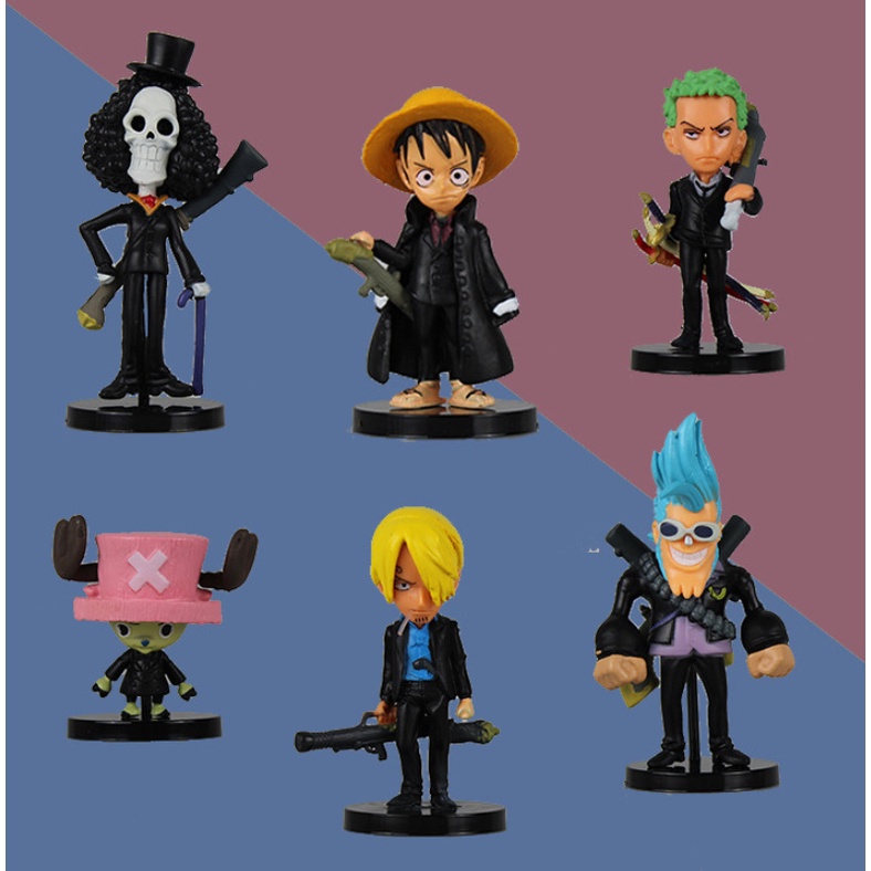 Bộ 6 Nhân Vật Băng Mũ Rơm Luffy Zoro Sanji Brook Franky Choper - Mô Hình Đảo Hải Tặc