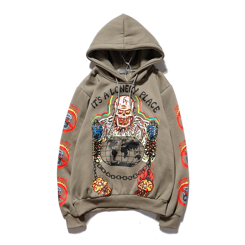 Áo hoodie vải cotton hình đầu lâu phong cách hip hop cá tính sành điệu cho cả nam và nữ