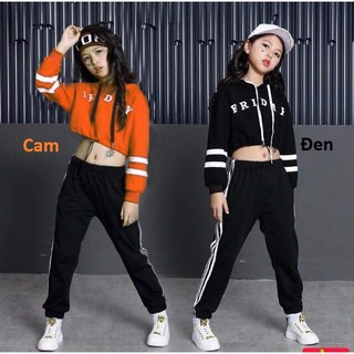 Thời trang trẻ em - Đồ bộ bé gái tay dài, áo có nón kiểu lửng thời trang, thun cotton - Socnaukids [FREESHIP](Loại 1)