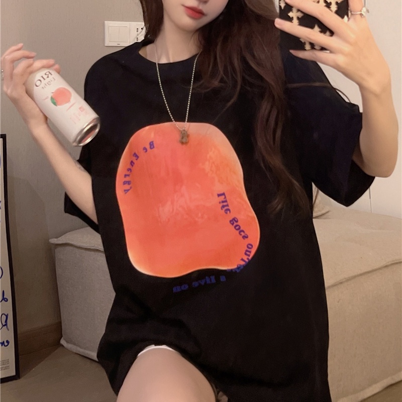 SUXI Áo Thun T-shirt Tay Ngắn Cổ Tròn In Hình Đơn Giản Thời Trang Mùa Hè Dành Cho Nữ