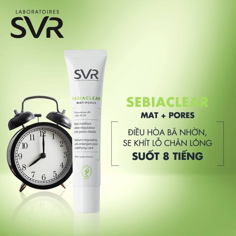 Kem dưỡng kiềm dầu, se khít lỗ chân lông SVR Sebiaclear Mat + Pores 40ml [NHẬP KHẨU CHÍNH HÃNG 100%]