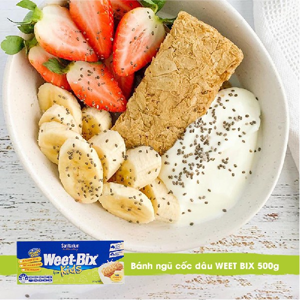 Hộp bánh ngũ cốc Weet-Bix Úc 375g, làm từ lúa mì nguyên chất Úc, giàu vitamin chất xơ