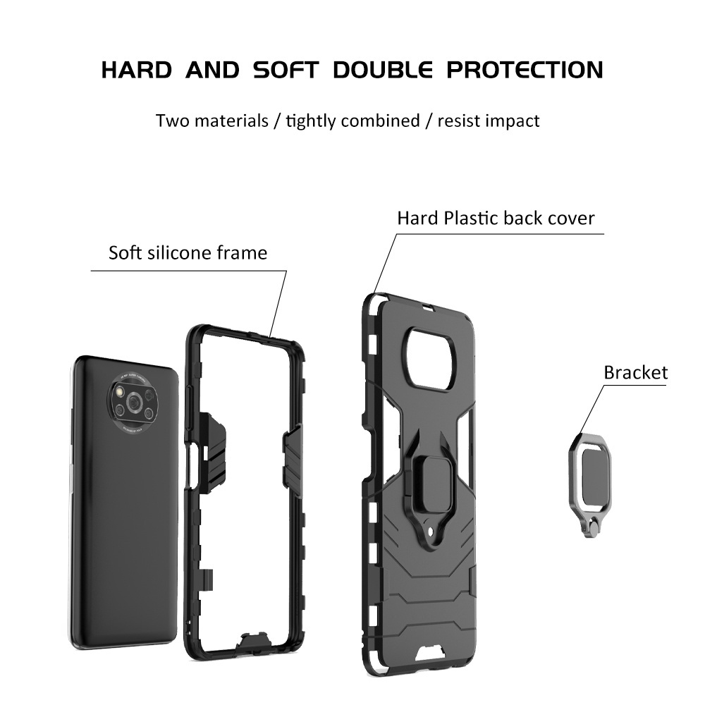 Ốp điện thoại UFlaxe cứng chống sốc có nhẫn đỡ cho Xiaomi Poco X3 Pro NFC Poco F3 X3 GT M3Pro 5G F2 Pro Pocophone F1