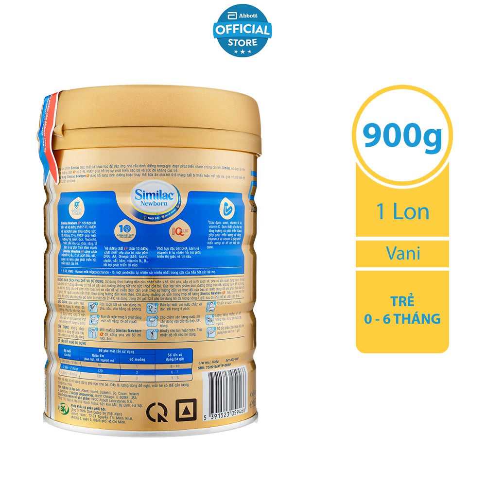 [ CHÍNH HÃNG ] Sữa bột Similac Newborn (HMO) 900g