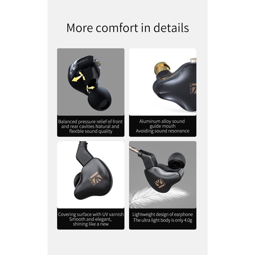 Tai Nghe Nhét Tai KBEAR KS1 KS2 Âm Thanh HIFI Sống Động Chất Lượng Cao