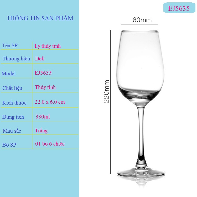 BỘ 6 LY RƯỢU VANG DELI 3057 310ml