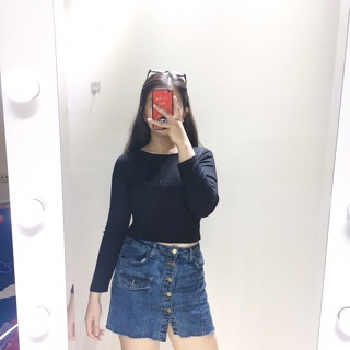 CÓ SẴN ÁO LEN MỎNG CROPTOP TRƠN