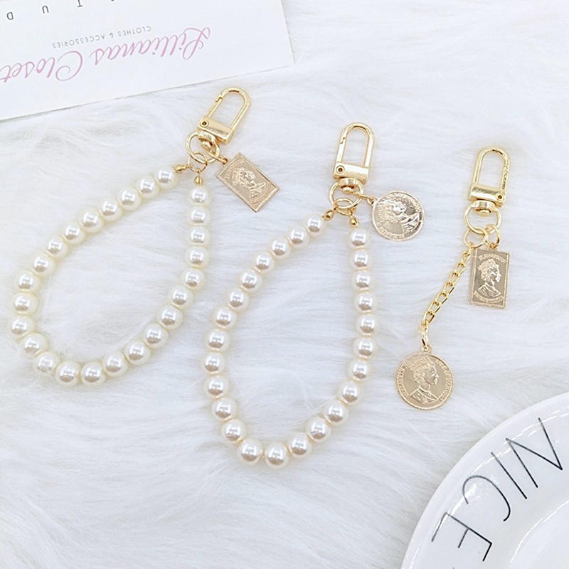 Korean Fashion Shell Pearl Key Chain Bag Charms Key Ring Trinket Airpods Key Accessories Cute Heart  Couple love Keychain Women Girl Gift