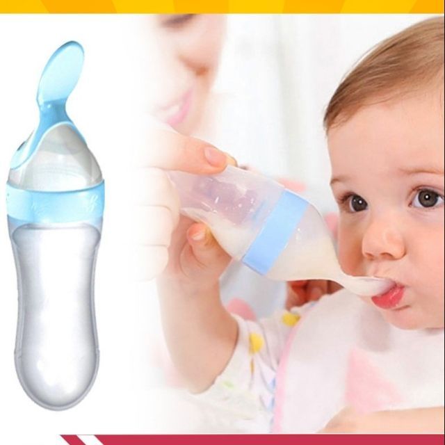 Bình Thìa Ăn Dặm Silicon 90ml, Bón Sữa, Cháo Tiện Lợi Cho Bé