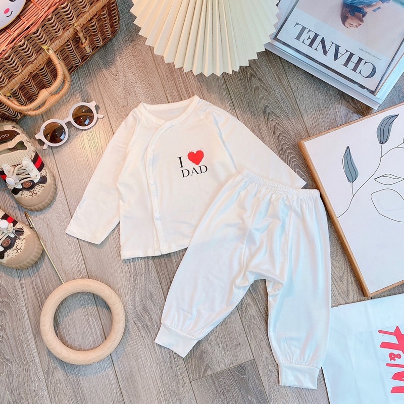 Set đồ I love cotton đẹp cho bé