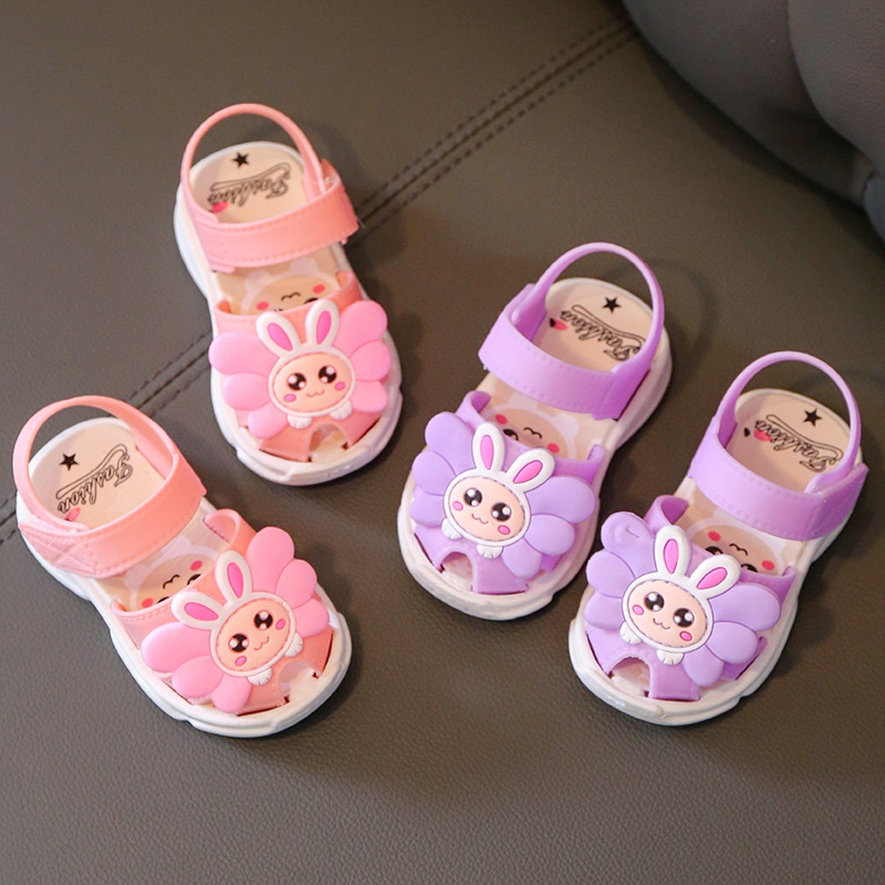 Giày nút cài chất liệu cao su cho bé gái hình hoa mặt trời