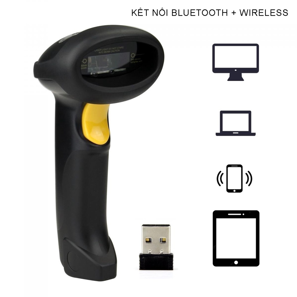 Máy quét mã vạch không dây bluetooth cao cấp, máy scan mã vạch chính hãng bảo hành 12 tháng