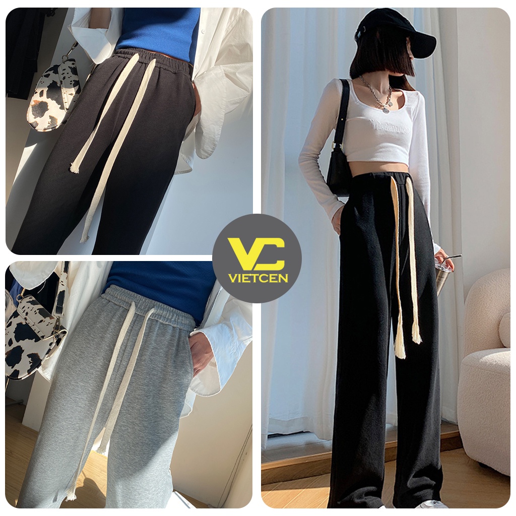 Quần Ống Rộng Dây Bản To Jogger Nữ Hack Chân Dài - VIETCEN