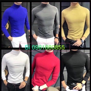 Áo giữ nhiệt lót nỉ cổ 3 phân nam <73kg, nhiều màu