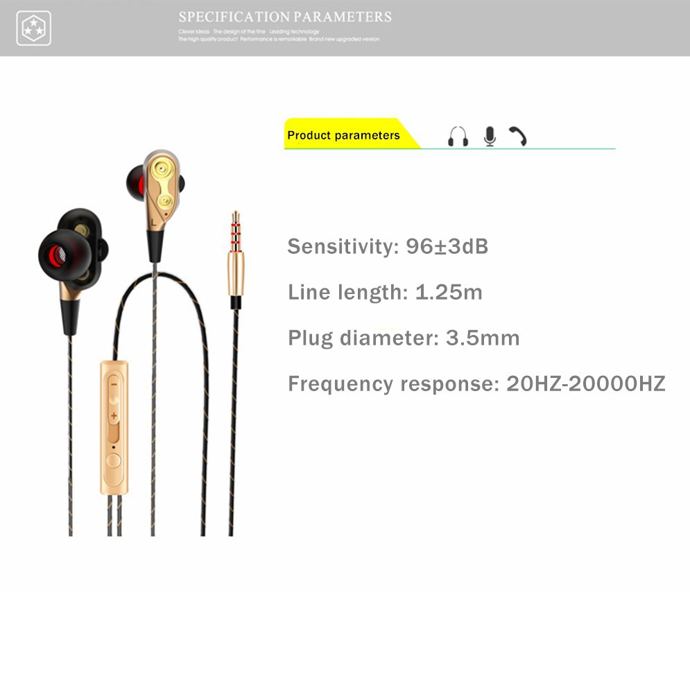 4D Tai Nghe Chống Ồn Loa Kép Extra Bass Nghe nhạc, chơi game, Tai Phone Có Dây Cho Điện Thoại, Máy Tính, Laptop, PC