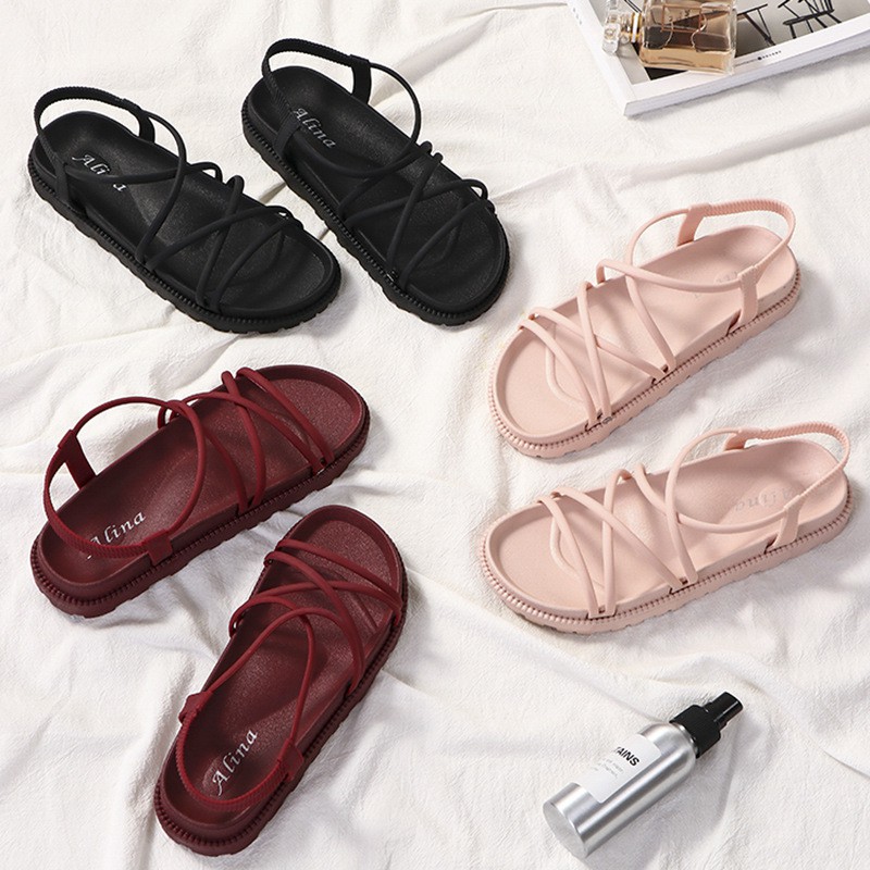 Giày sandal alina nữ đi mưa đế bánh mỳ siêu bền V256